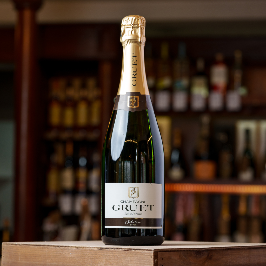 A bottle of Gruet Champagne in the Friarwood shop