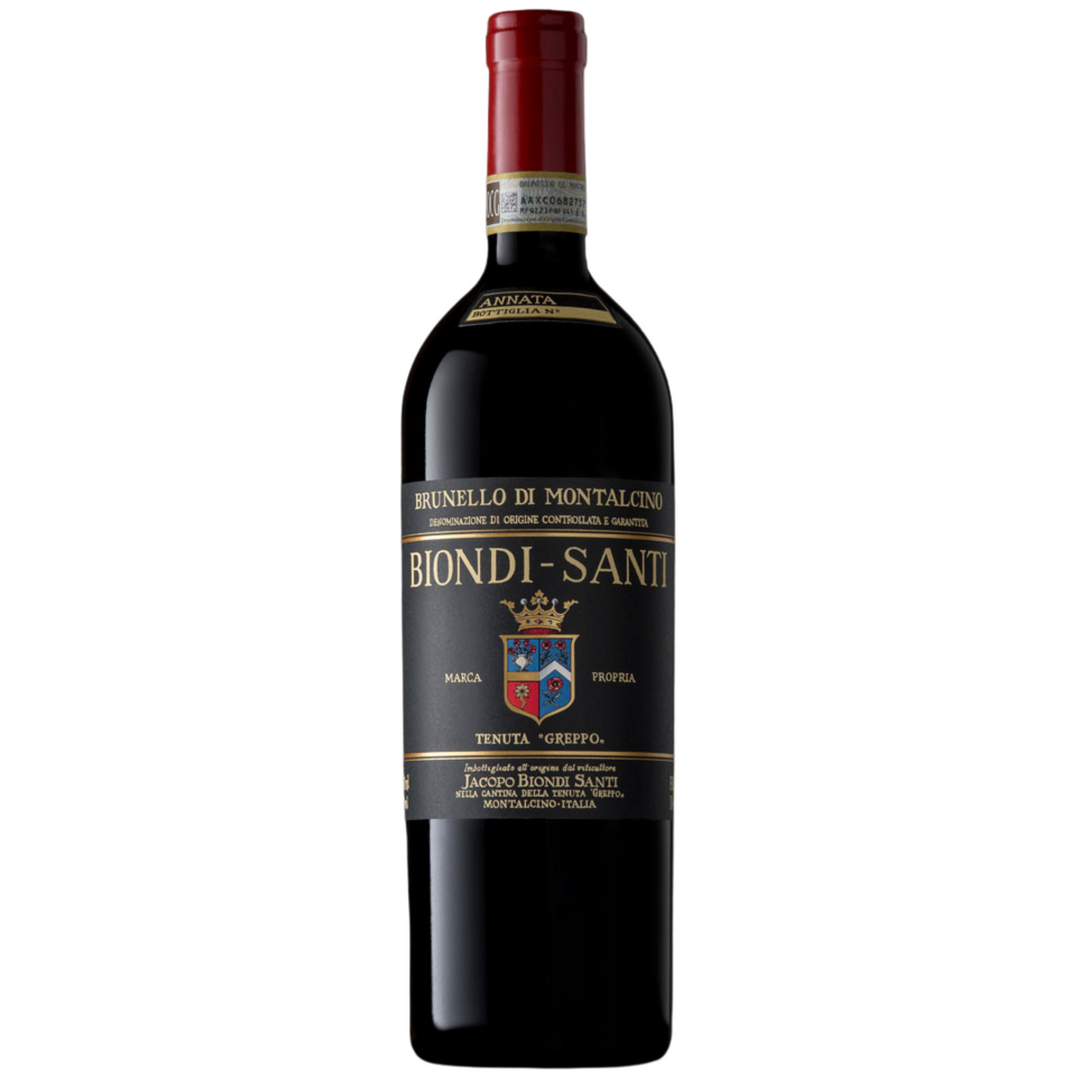 Biondi-Santi Brunello di Montalcino, an iconic Italian red wine from the Tenuta Greppo estate.