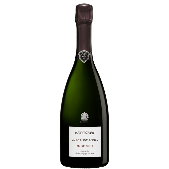 Bollinger La Grande Année Rosé 2014 vintage Champagne bottle.