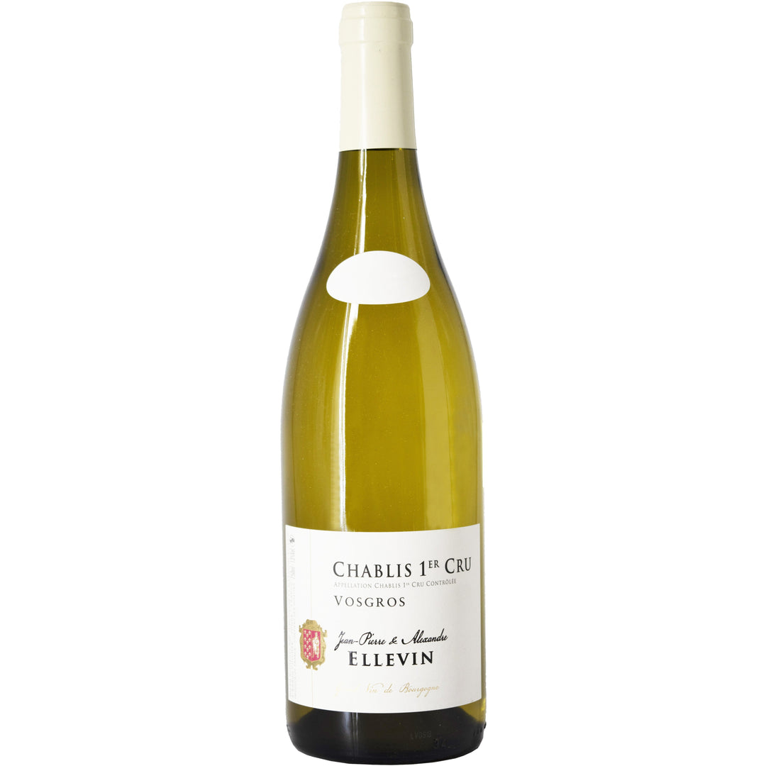 Bottle of Chablis Premier Cru Vosgros by Jean-Pierre and Alexandre Ellevin, featuring a crisp and elegant white wine from Burgundy.