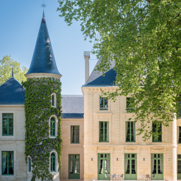 Beautiful ivy-covered tower at Château Cantemerle in Haut-Médoc.