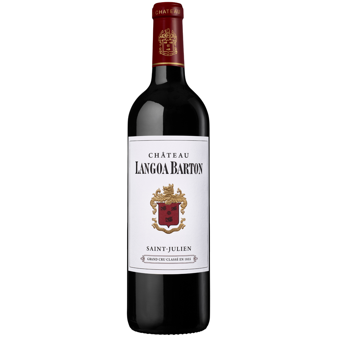 Château Langoa Barton 2012, Saint-Julien 3rd Growth Bordeaux red wine bottle with rich red and gold crest