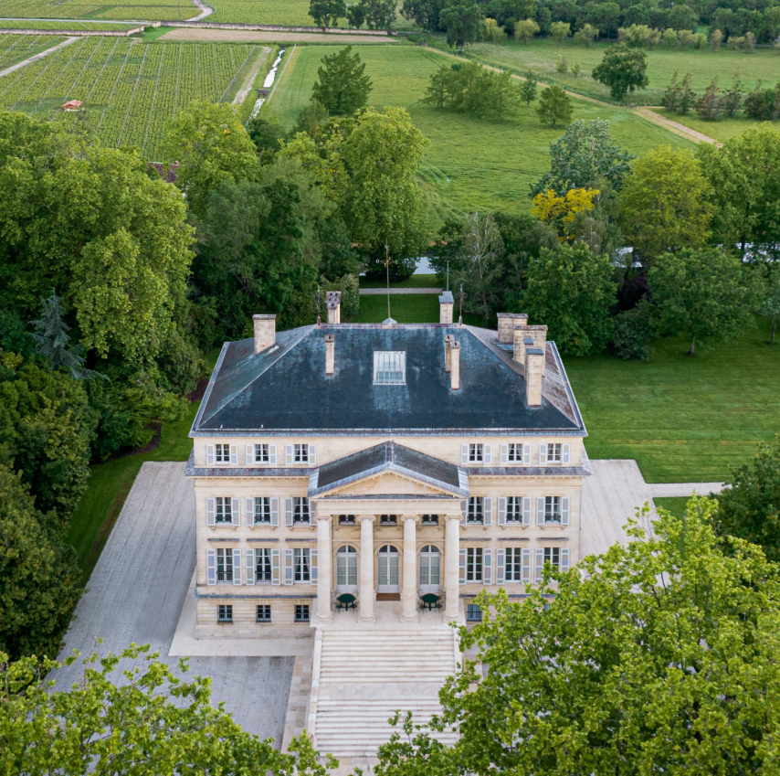 Aerial view of Château Margaux, one of Bordeaux’s most prestigious First Growth estates.