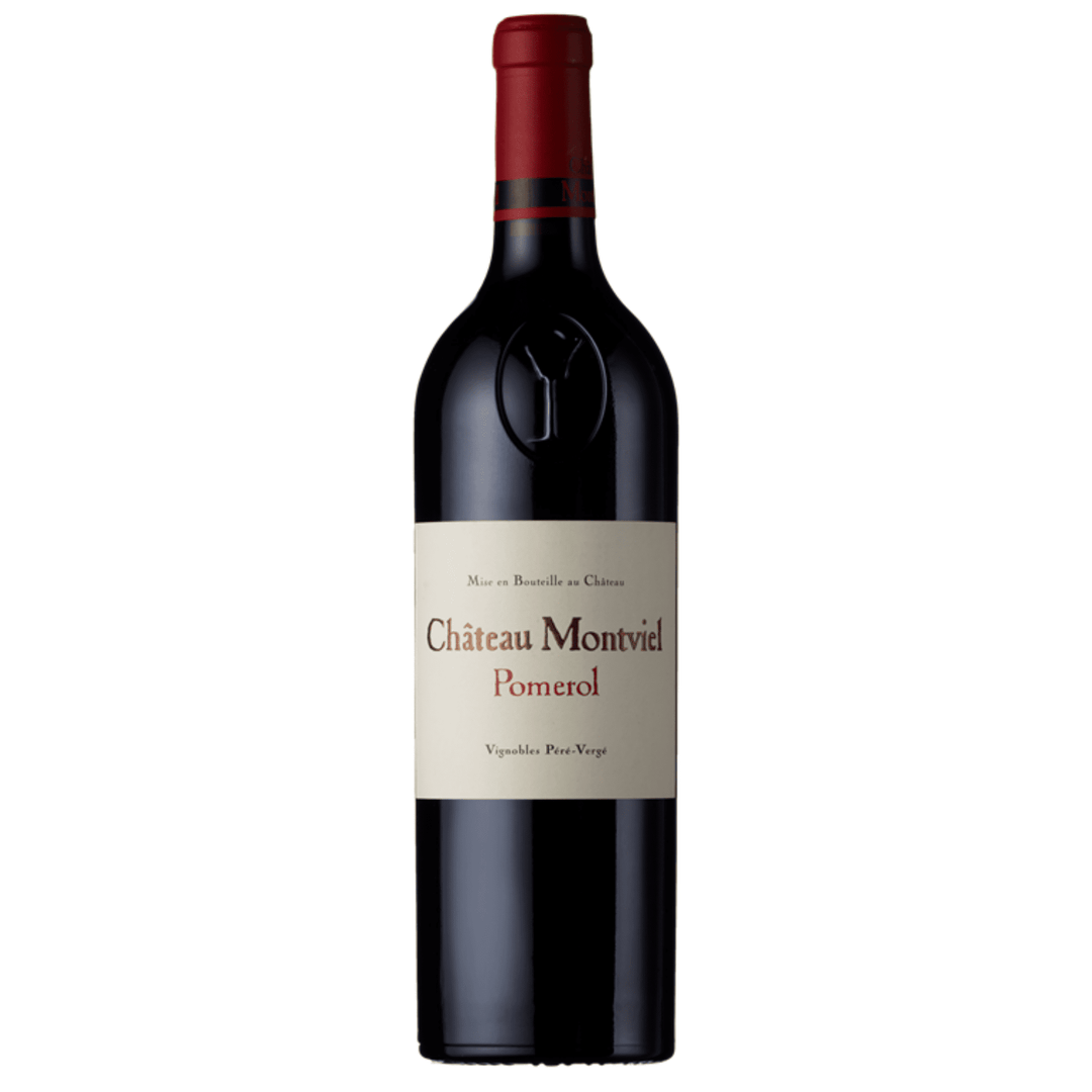 Château Montviel Pomerol Bordeaux red wine bottle with a classic label design and rich red capsule.