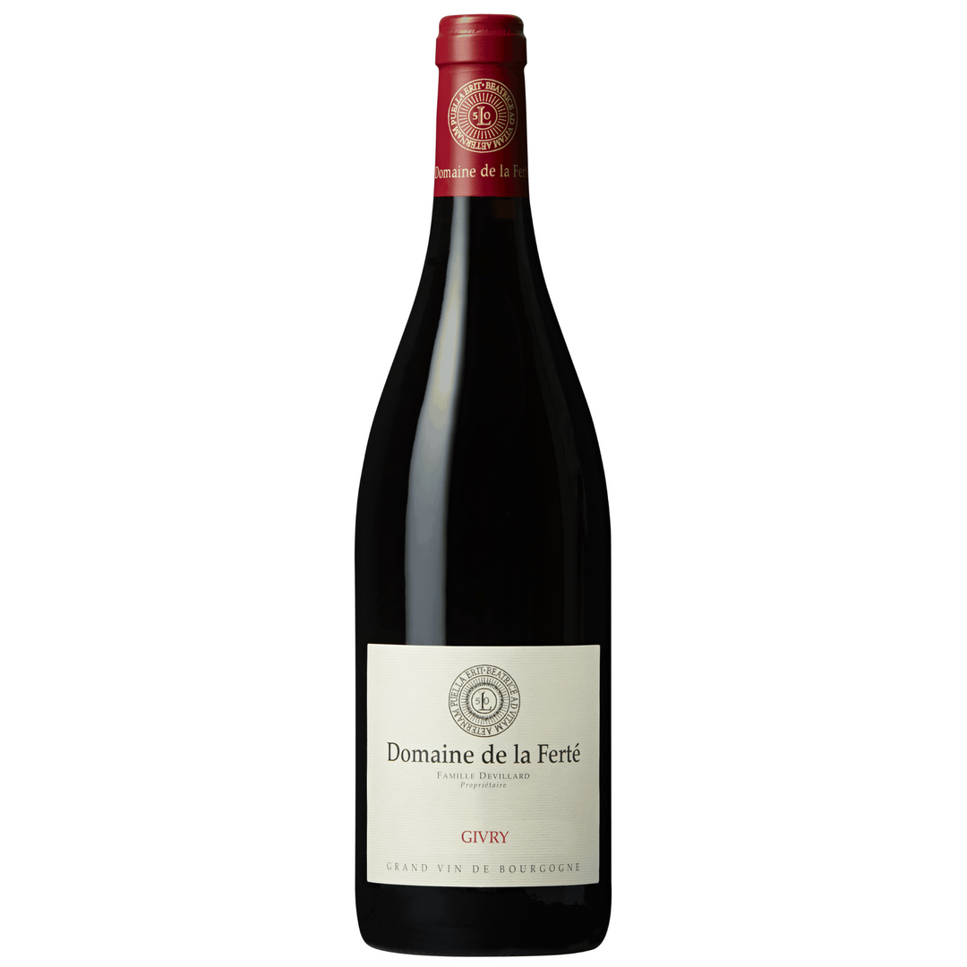 Domaine de la Ferté Givry wine bottle, a classic red Burgundy from the Côte Chalonnaise region, highlighting the elegant label and premium craftsmanship of this French wine