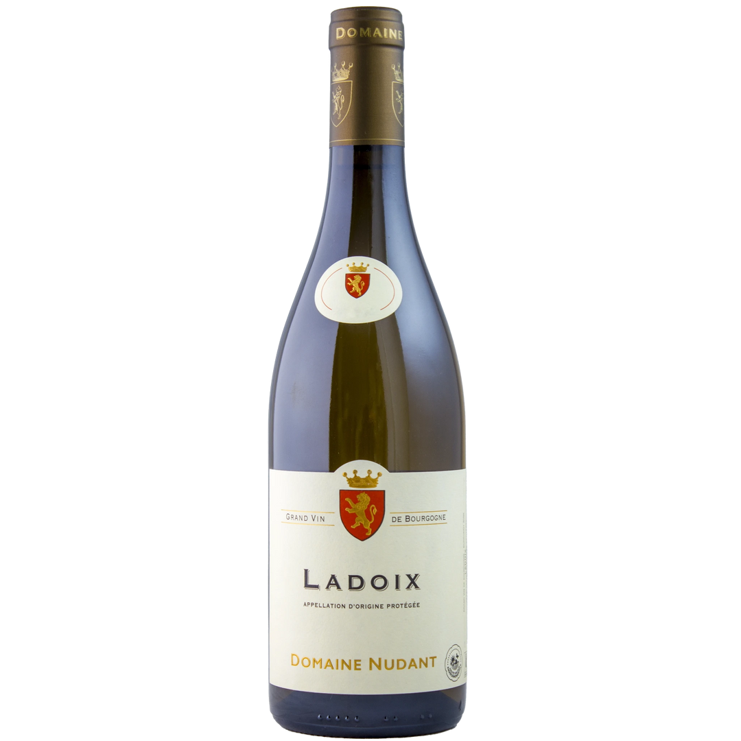 Domaine Nudant Ladoix white Burgundy wine bottle.