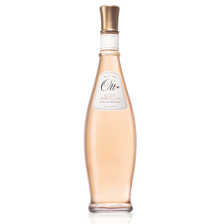 Domaine Ott Clos Mireille rosé wine bottle, elegantly designed with a slender shape and golden cap.