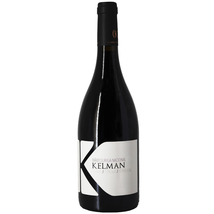 Bottle of Kelman Dão Touriga Nacional red wine from Portugal.