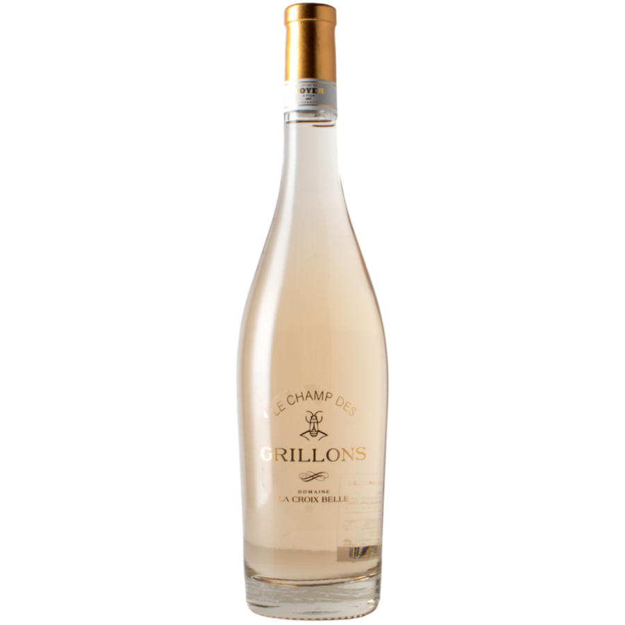 La Croix Belle Champ des Grillons rosé wine bottle with a sleek and elegant design.