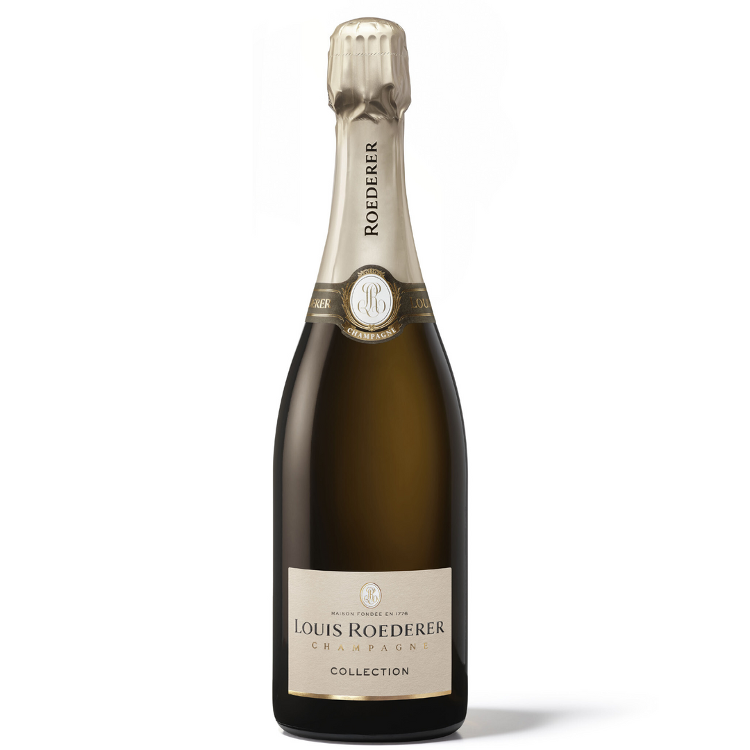 Louis Roederer Collection 245 Champagne bottle, a refined non-vintage blend featuring citrus, glazed fruit, and toast flavours with a creamy texture