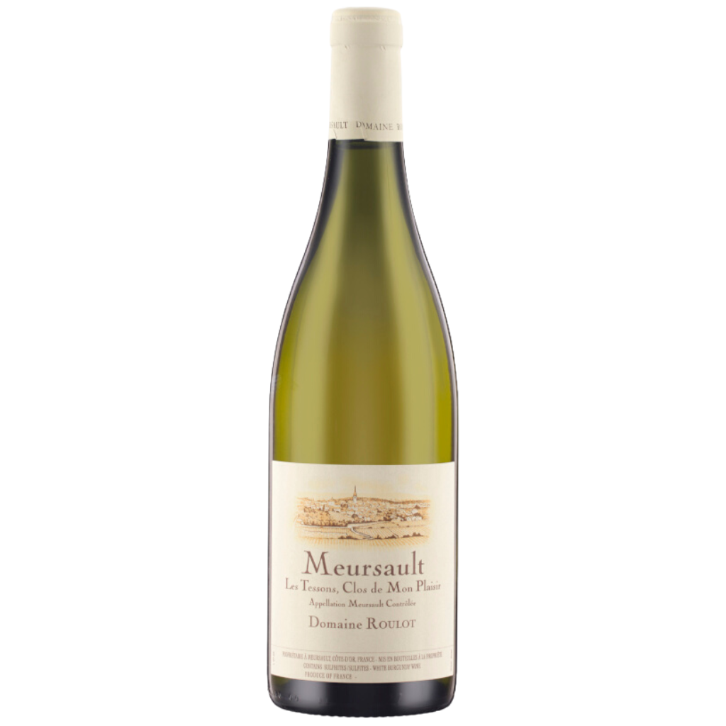 Bottle of Domaine Roulot Meursault "Les Tessons, Clos de Mon Plaisir" Chardonnay showcasing premium Burgundy white wine.