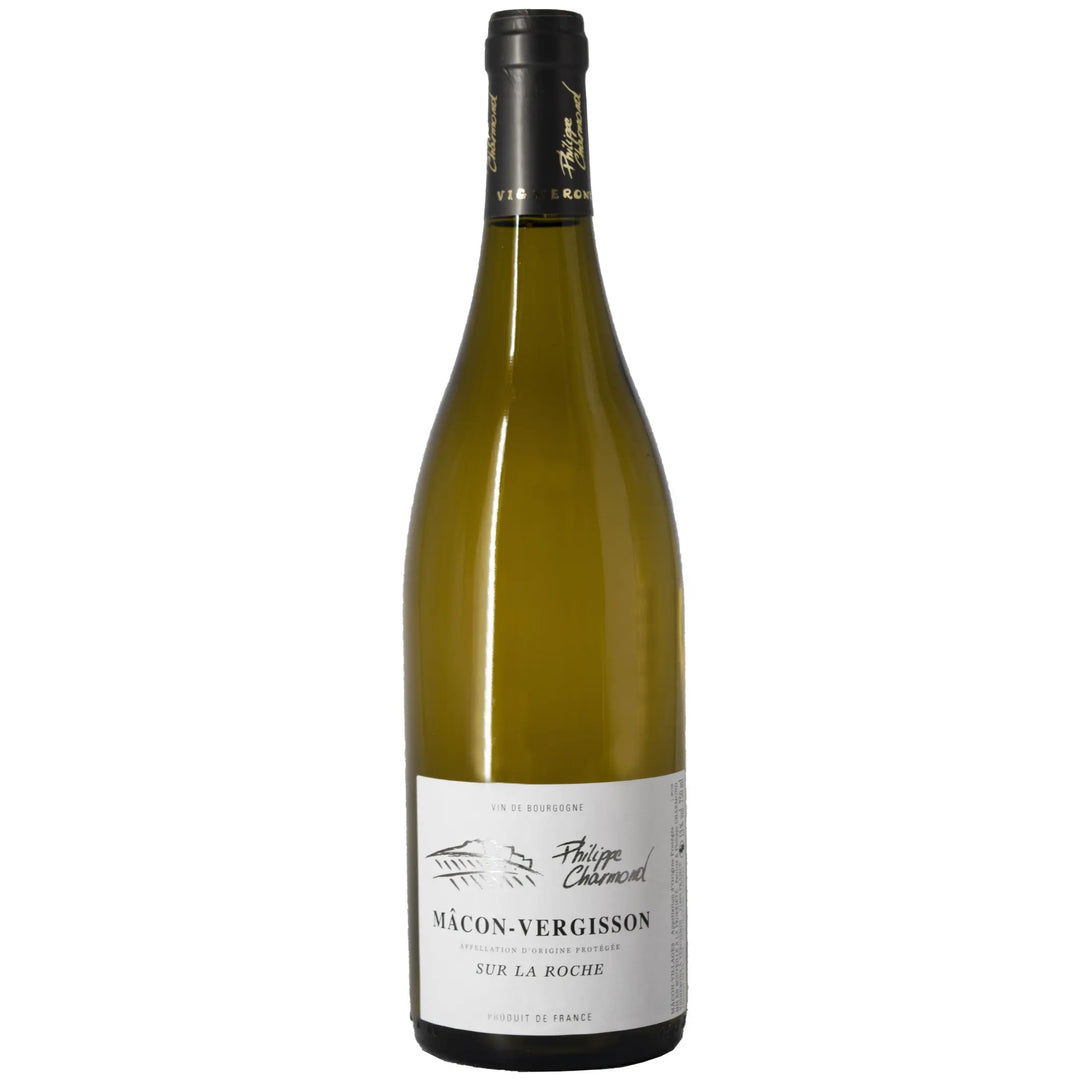 Bottle of Philippe Charmond Mâcon-Vergisson "Sur la Roche" 2018 white wine.