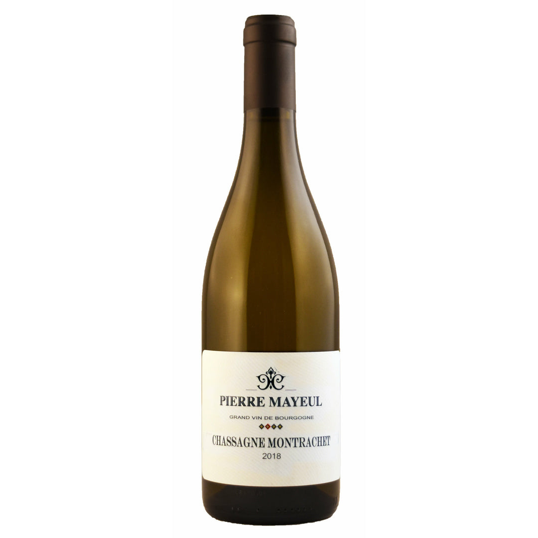 A bottle of Pierre Mayeul Chassagne-Montrachet wine.