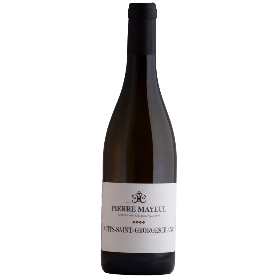 Bottle of Pierre Mayeul Nuits-Saint-Georges Blanc wine showcasing its elegant label and design.