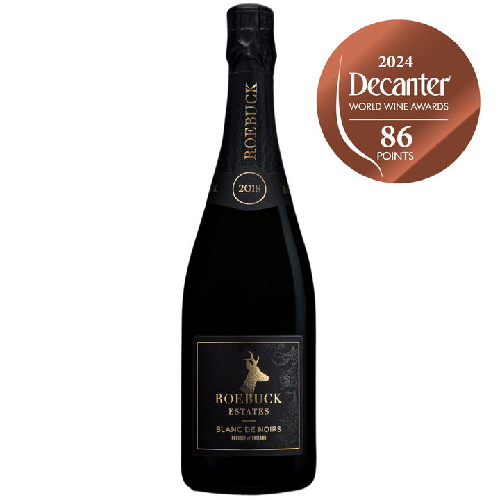 Roebuck Estates Blanc de Noirs 2018 English sparkling wine, awarded 86 points by Decanter World Wine Awards 2024.