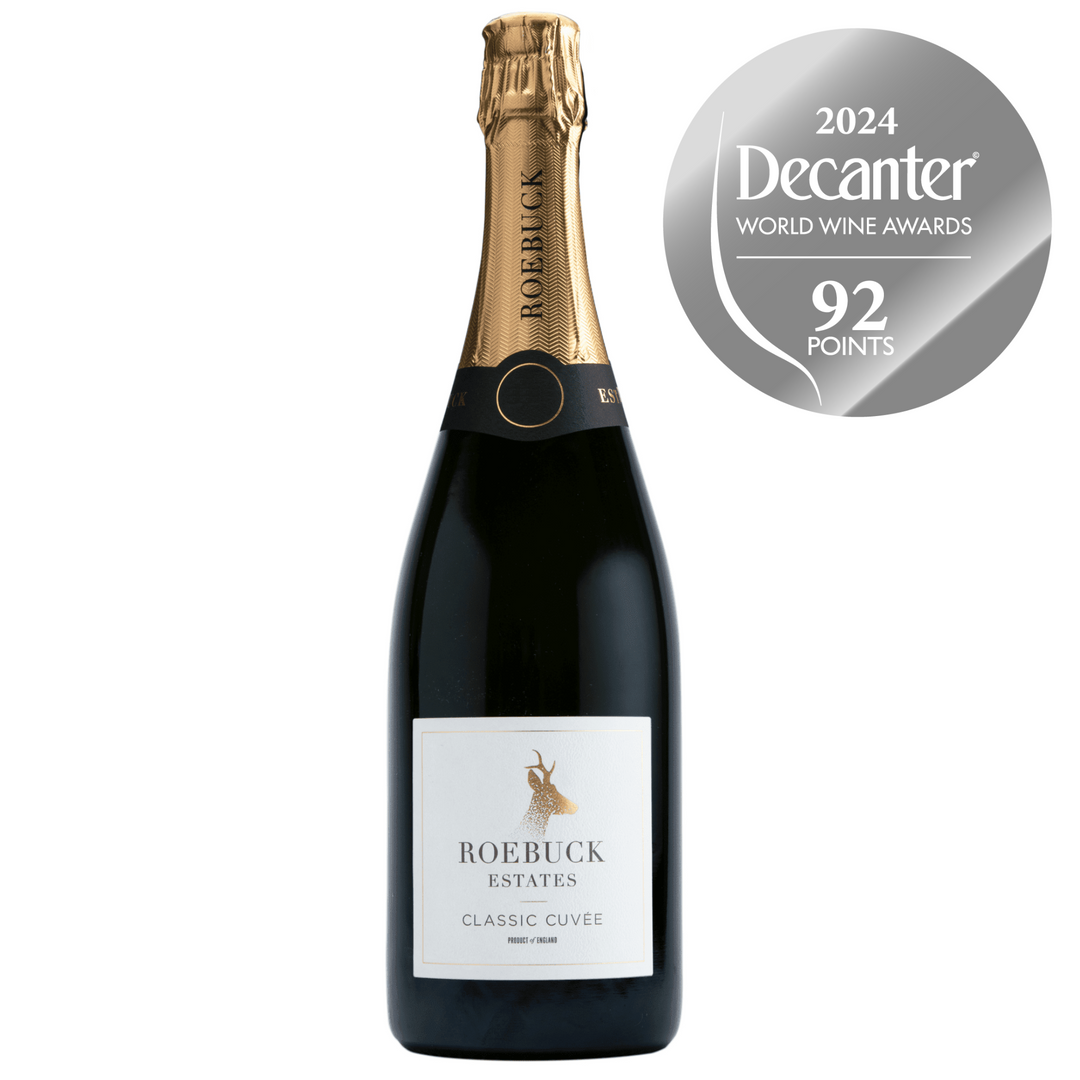 Roebuck Estates Classic Cuvée English sparkling wine, awarded 92 points by Decanter World Wine Awards 2024.