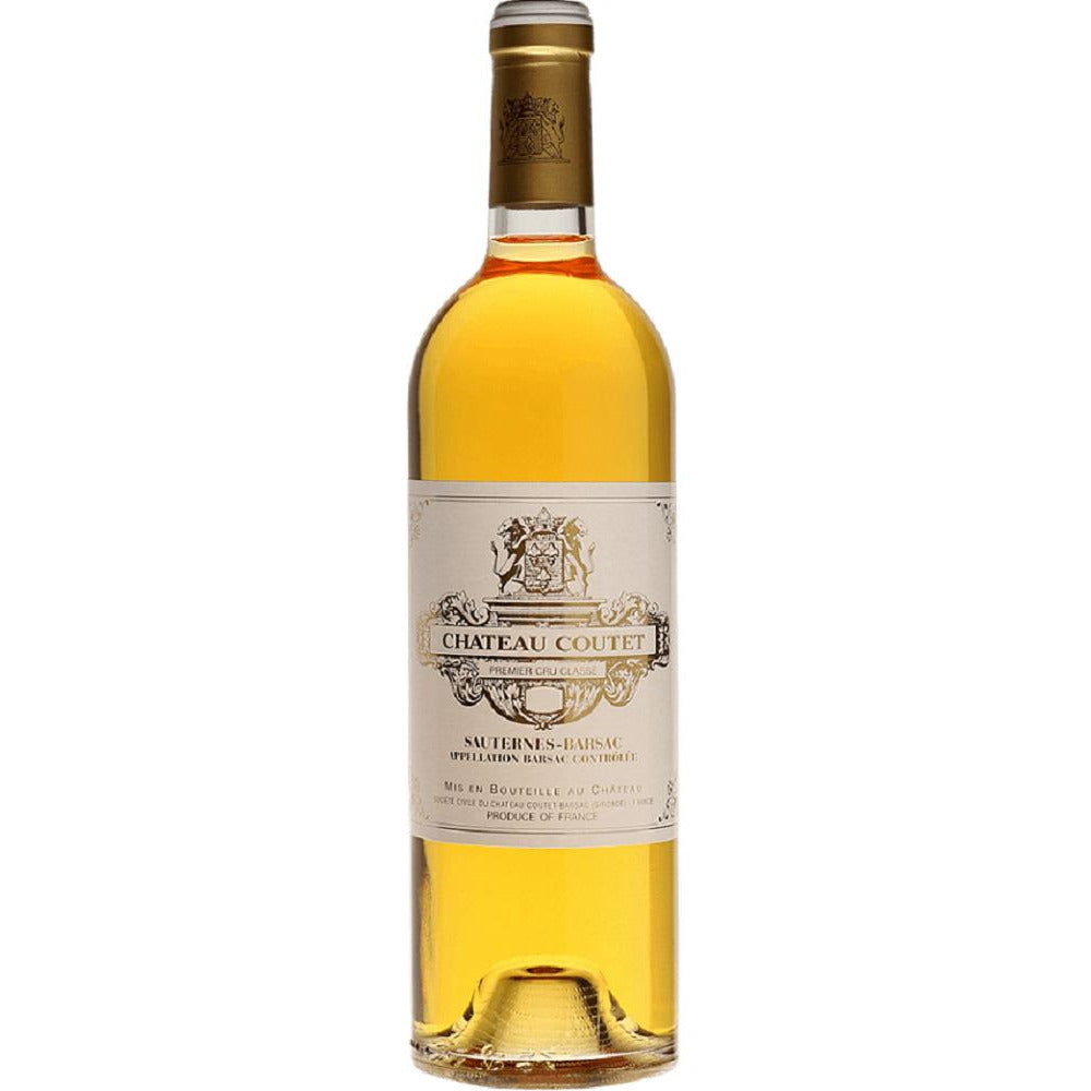 Château Coutet Barsac Premier Cru Sauternes sweet wine bottle with golden label from Bordeaux’s Barsac appellation