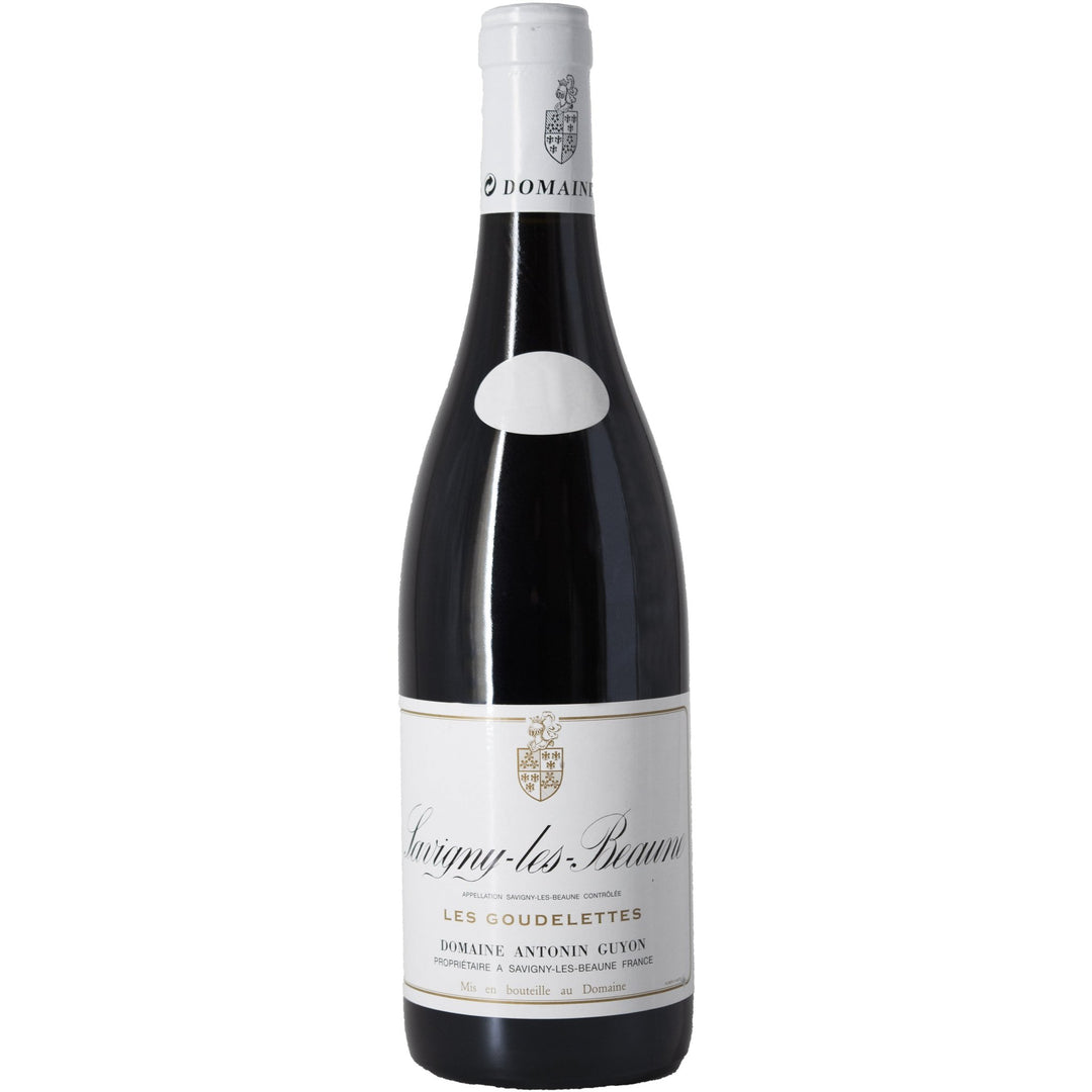 Domaine Antonin Guyon Savigny-lès-Beaune 'Les Goudelettes' – Burgundy Pinot Noir wine bottle with a classic white label from Côte de Beaune