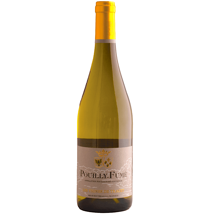 Pouilly-Fumé Les Vignes de Tracey white wine bottle, showcasing its elegant design, representing the classic Loire Valley Sauvignon Blanc.