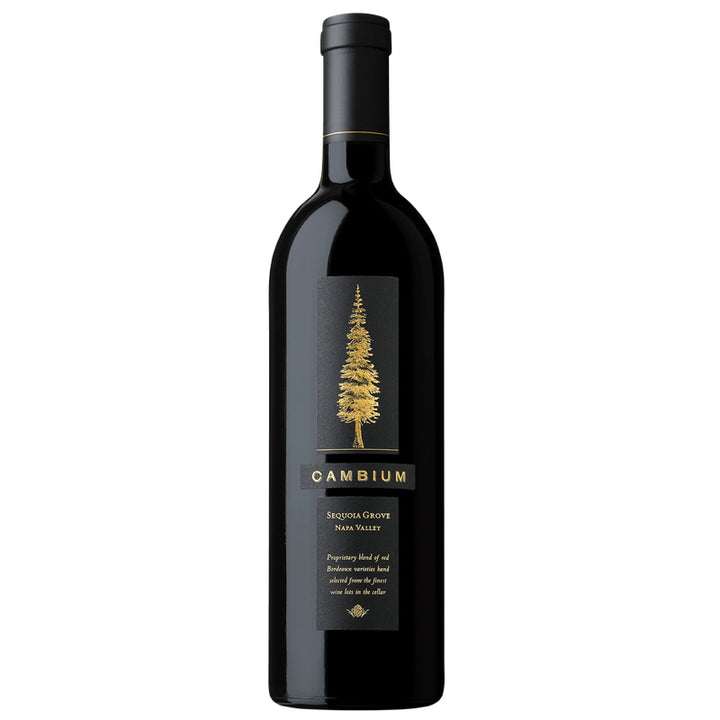 A bottle of Cambium Sequoia Grove Napa Valley wine, featuring an elegant black and gold label.