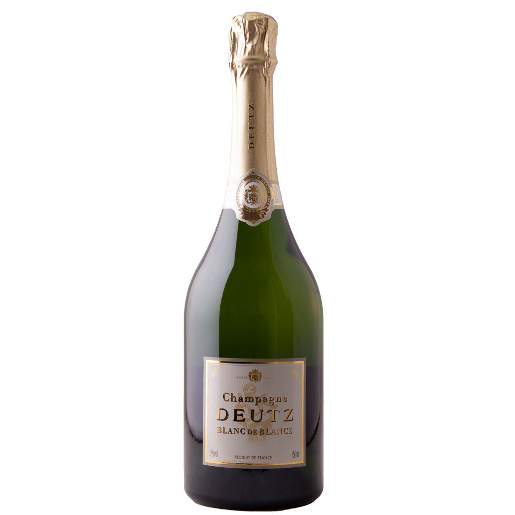 Deutz Blanc de Blancs Champagne bottle, an elegant sparkling wine showcasing Chardonnay's finesse.