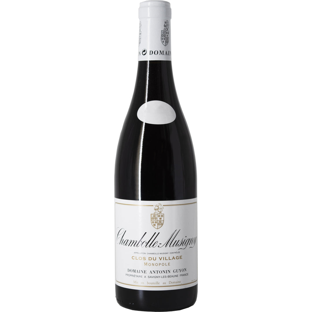 Bottle of Domaine Antonin Guyon Chambolle-Musigny Clos du Village Monopole red Burgundy wine.