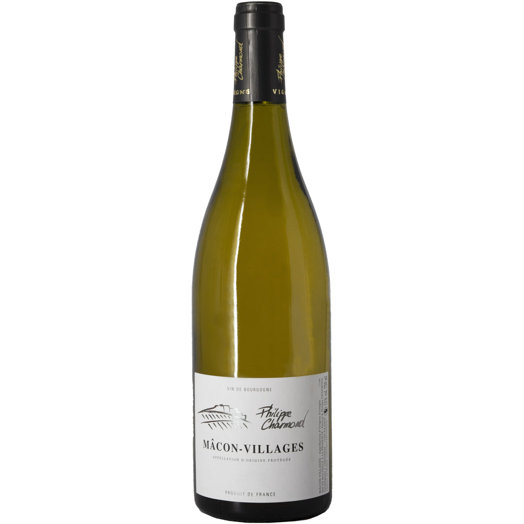 Bottle of Mâcon-Villages white wine by Philippe Charmond.