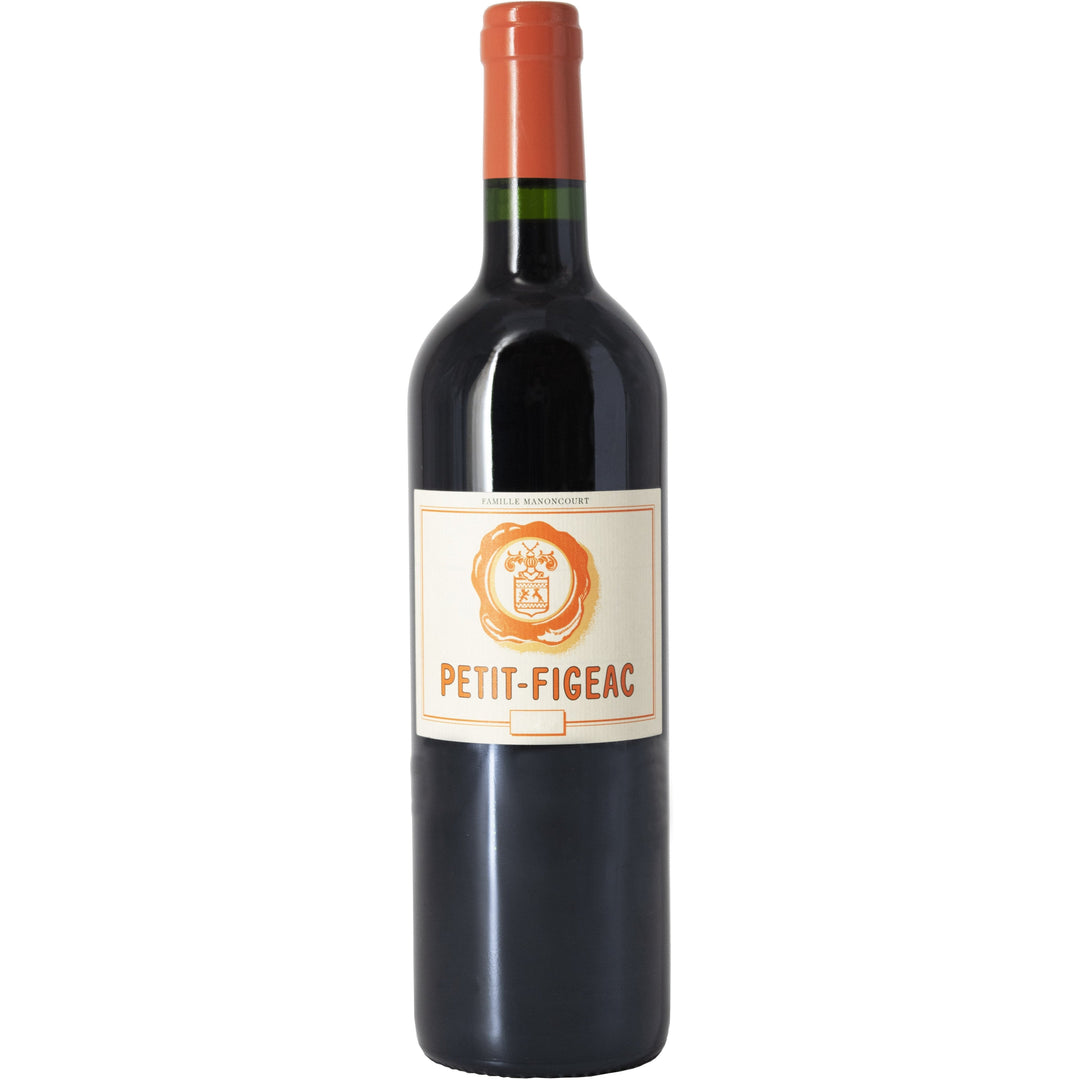 A bottle of Petit-Figeac, a refined red wine from Saint-Émilion, Bordeaux, known for its elegance and balance.