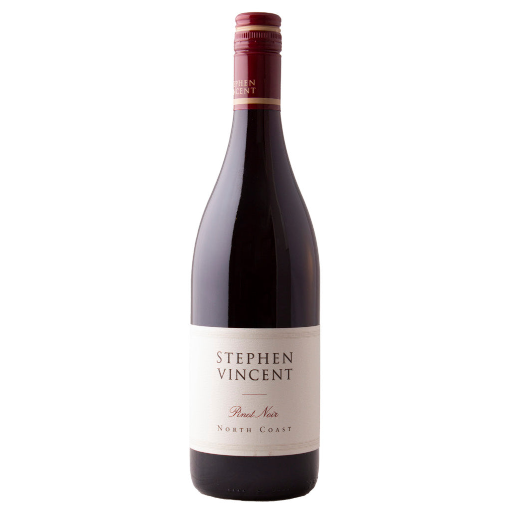 Stephen Vincent Pinot Noir bottle from North Coast, California, showcasing a simple and elegant design.